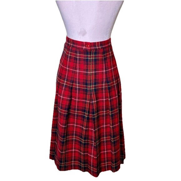 Maggie McNaughton Vintage Wool Blend Red Plaid Preppy Pleated Skirt Sz 22W - Picture 3 of 7
